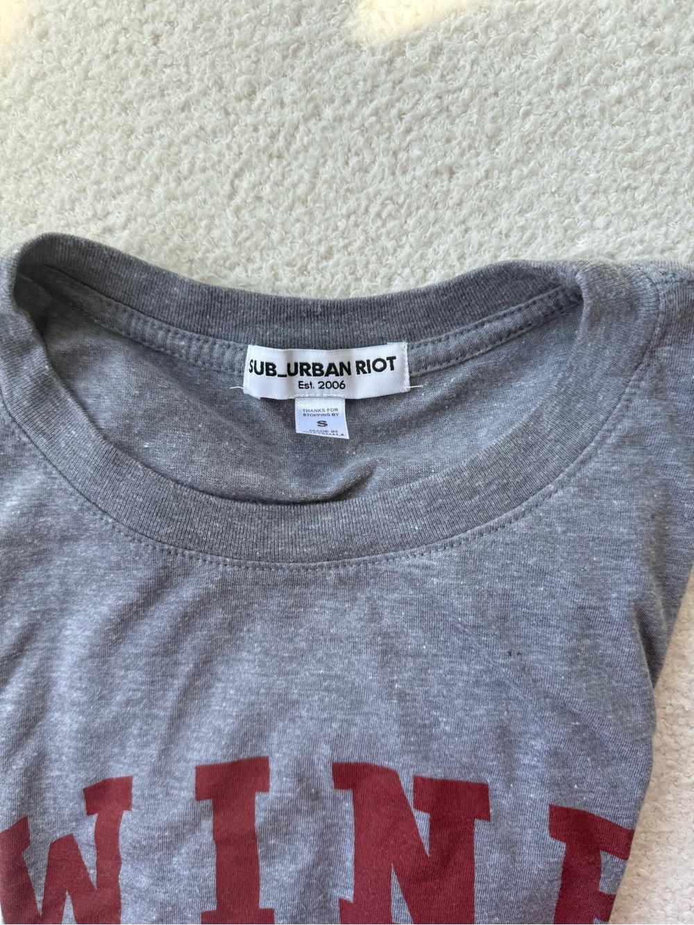 Sub_Urban Riot Grey Tee with Wine-Red Lettering - Picture 2 of 3